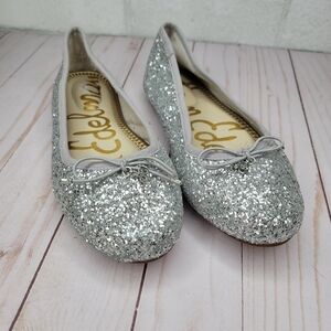 Sam Edelman Kids Silver Sparkle Ballet Shoes